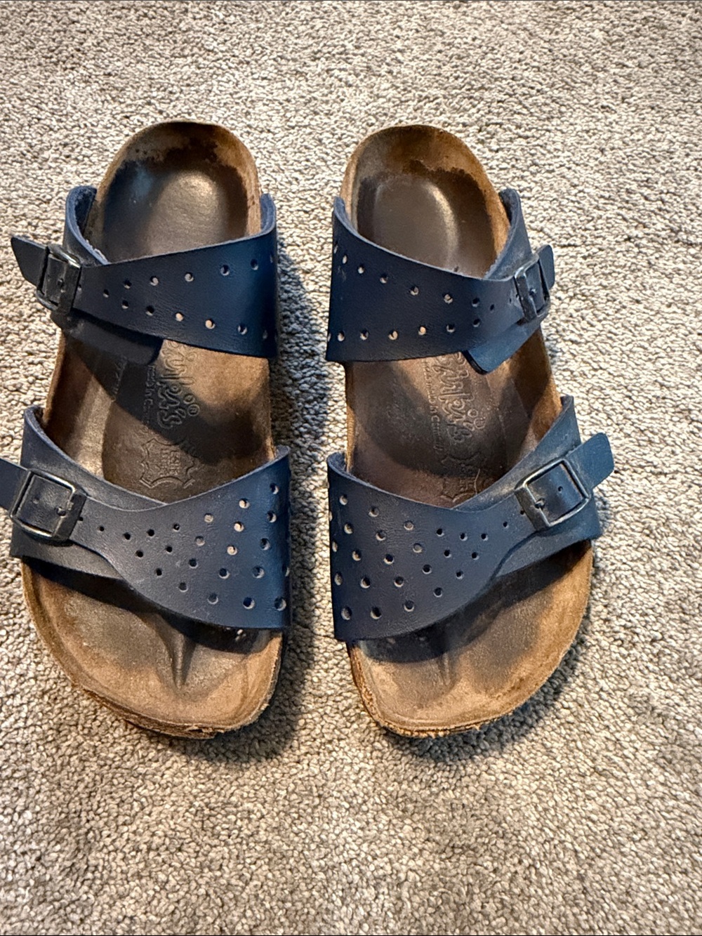Birkenstock Navy Leather Double-Strap Sandals - Size 8